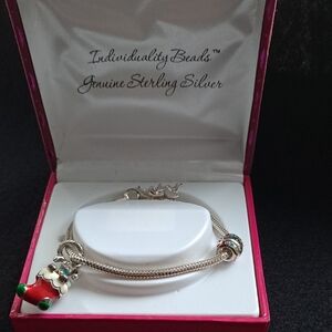 Kohl's Silver and Red Chain-Link Bracelet